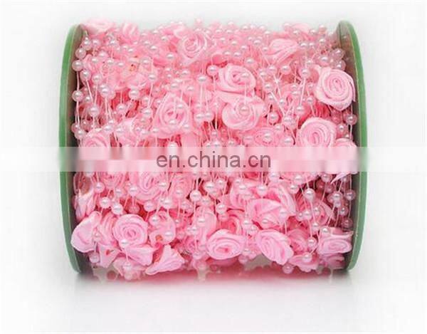 30meters/roll 4mm Handmade Rose Flower Fish Line Garland Hanging Bead Chains Wedding Bridal Hair Accessory