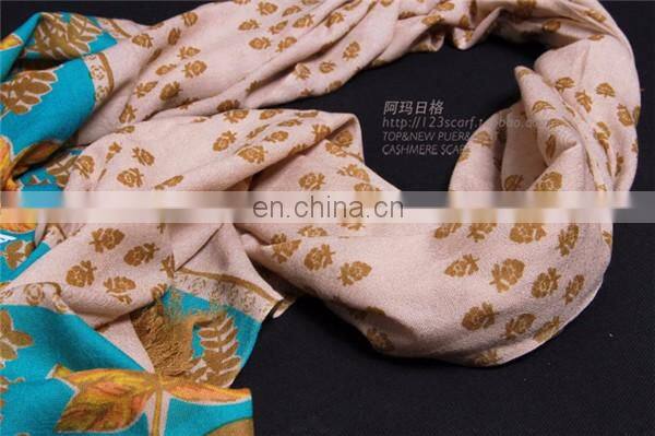 2016 indian style autumn winter warm women wool shawl plain woven worsted thin 80s pure wool print scarf