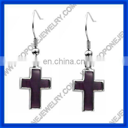 2014 popular stainless steel male a cross earring jewelry China manufacturer