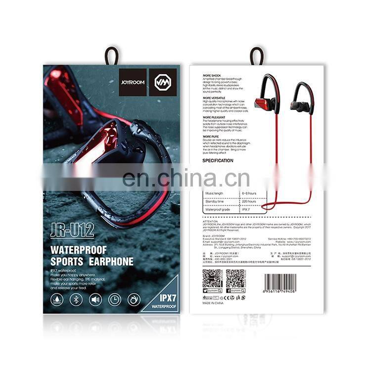 JOYROOM JR-U12 Wireless In-ear Headphone Sports Headset with Mic, IPX7 Waterproof, Distance: 10m (Black)