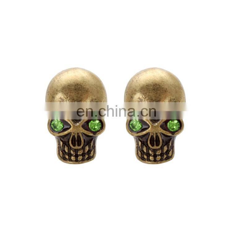 Jewelry wholesale steampunk bronze skull stud earrings for men