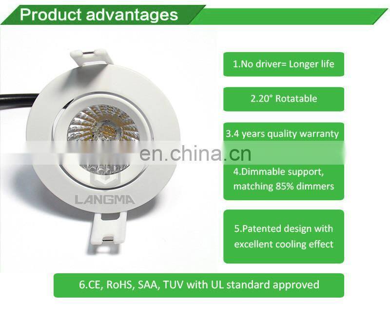 New model eye shiled round recessed AC COB Driverless LED Downlight led downlight housing