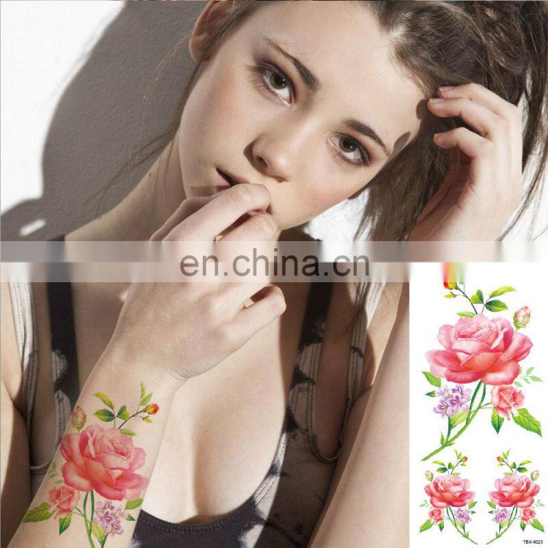 3D lifelike Cherry blossoms rose big flowers Waterproof Temporary tattoos women flash tattoo arm shoulder stickers