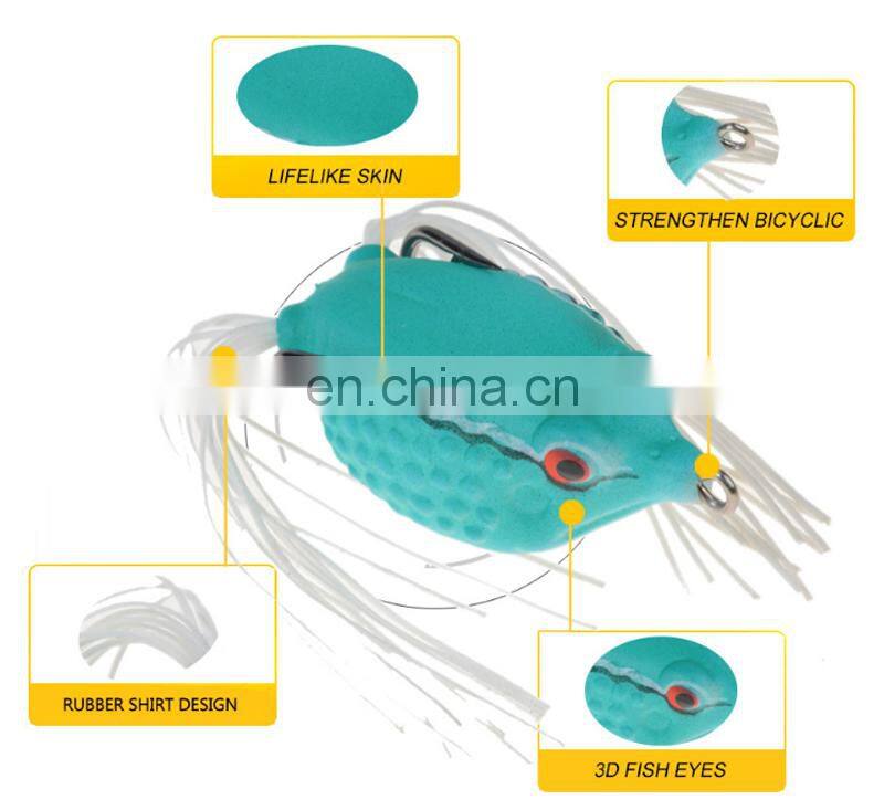 Wholesale Popper 50mm 10g Snakehead Soft Lure Frog Topwater Emulational Frog