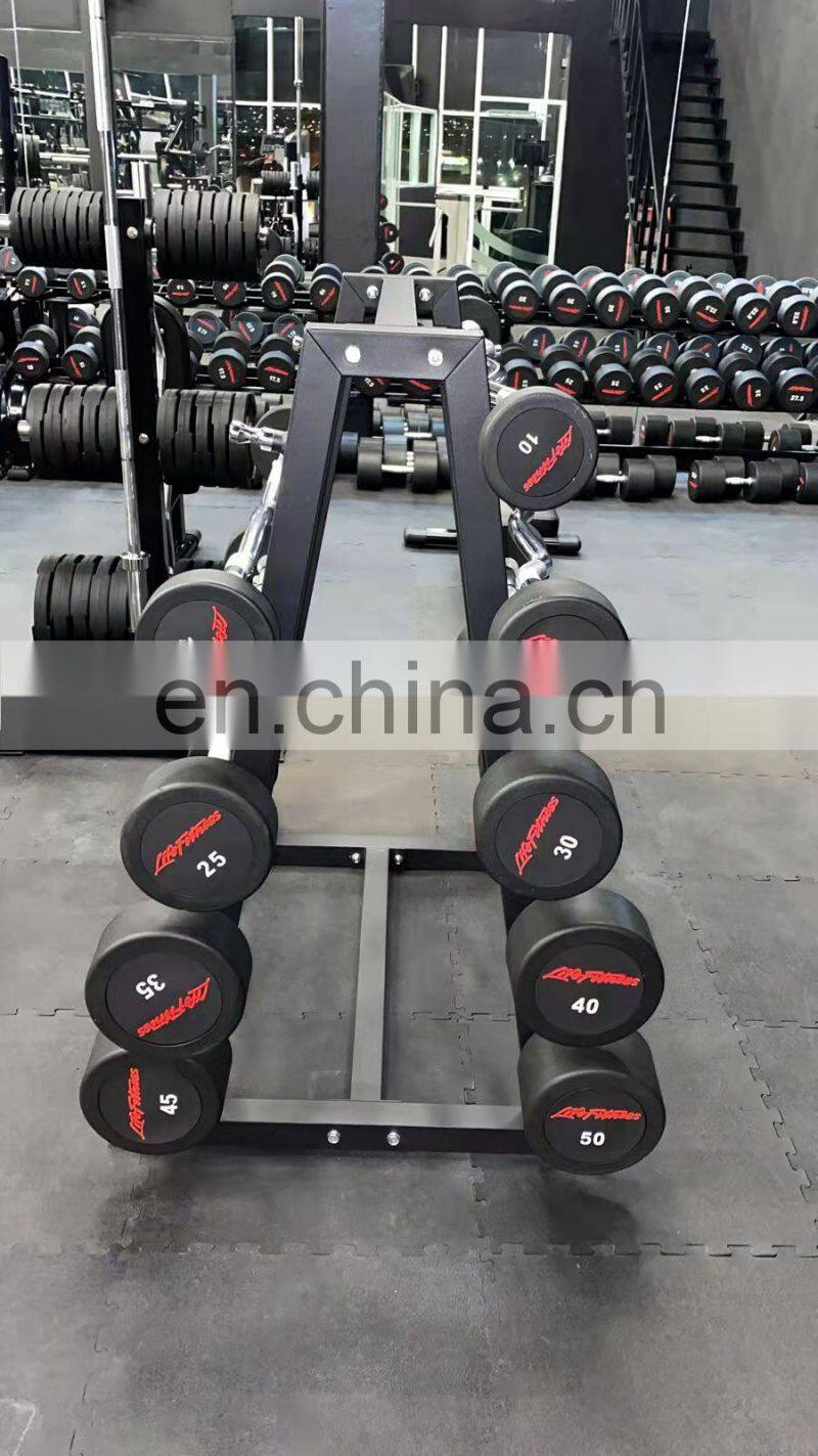 heavy strongman rubber barbell gym barbell dumbbell with long bar rack