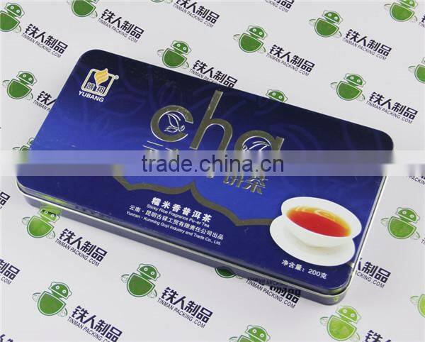 Empty tinplate tea tin box rectangle case metal iron can for packaging