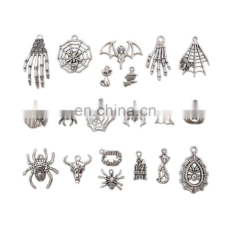 100 pieces Mix sale Tibetan silver accessories Halloween ancient silver bracelet accessories diy pendant