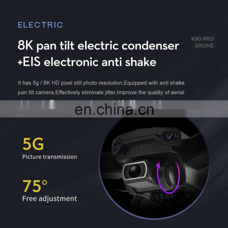 Wholesale K80 Pro Max 360 Degrees Obstacle Avoidance 8K HD Dual Camera 5G WIFI FPV Foldable RC Quadcopter Kid Toy Drones