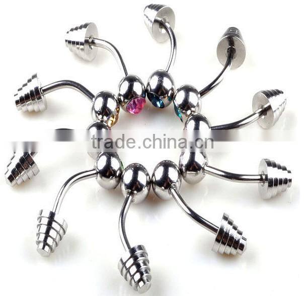 Hot Sale Cheap Lovely Anti-allergy 316L Stianless Steel Colorful Diamond Curve Nose Rings Body Piercing