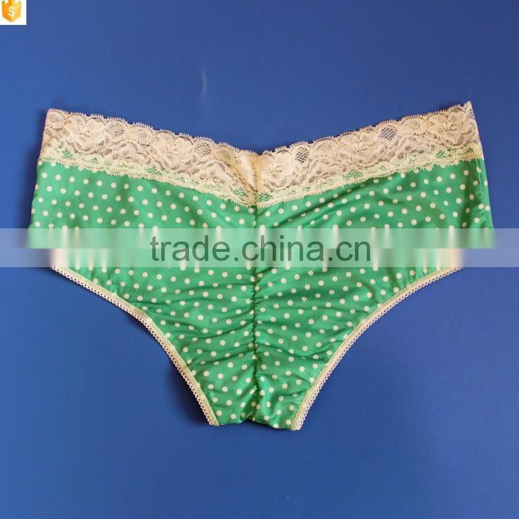 Latest cyan ruffle nylon full brief panties