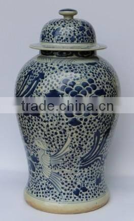 Blue and white porcelain temple jar