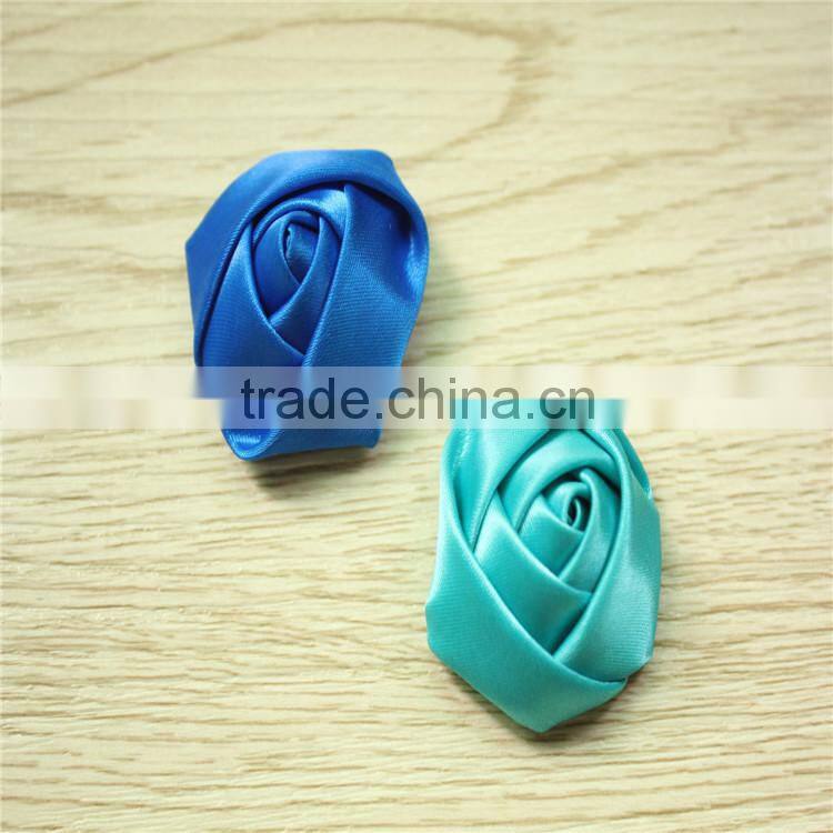 2pcs Shabby Chic Baby Doll lavender grey Satin Ribbon Rose Flower Applique Hair Bow