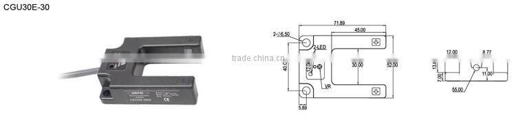 CNTD Standard U Type Photoelectric Sensor 30MM Diameter NPN NO+NC Photosensor CGU30E-30NC