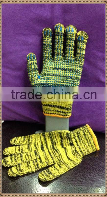 Yellow Cotton Work Glove with PVC dotted