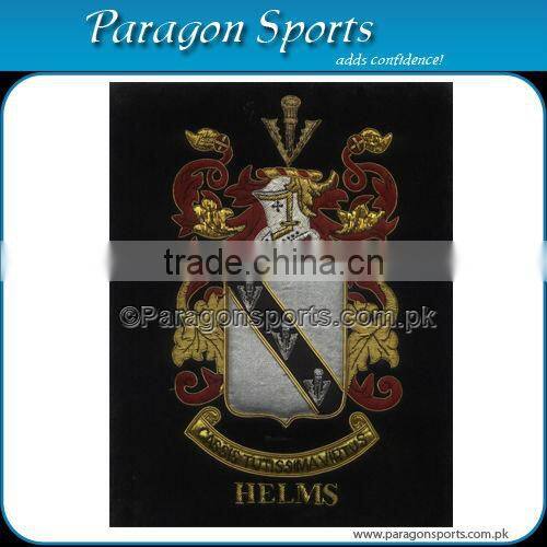 Bullion Wire & Silk Thread Hand Embroidered Family Crest Teeter Badge Emblem