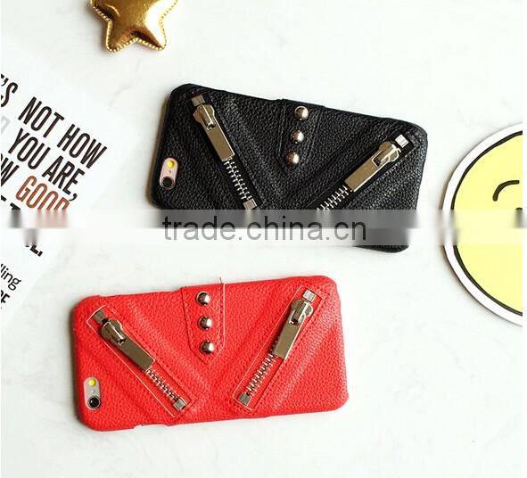 Zipper for Iphone 6 accessories case for iphone 6 PU Leather Back Cover