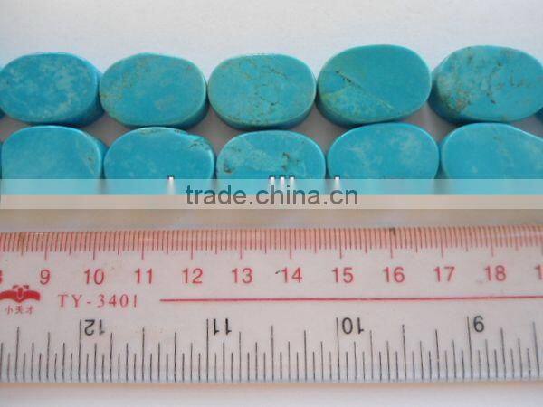 Wholesale blue turquoise oval beads double flat jewelry beads