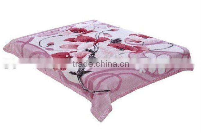 100% polyester printed &carved double raschel blanket
