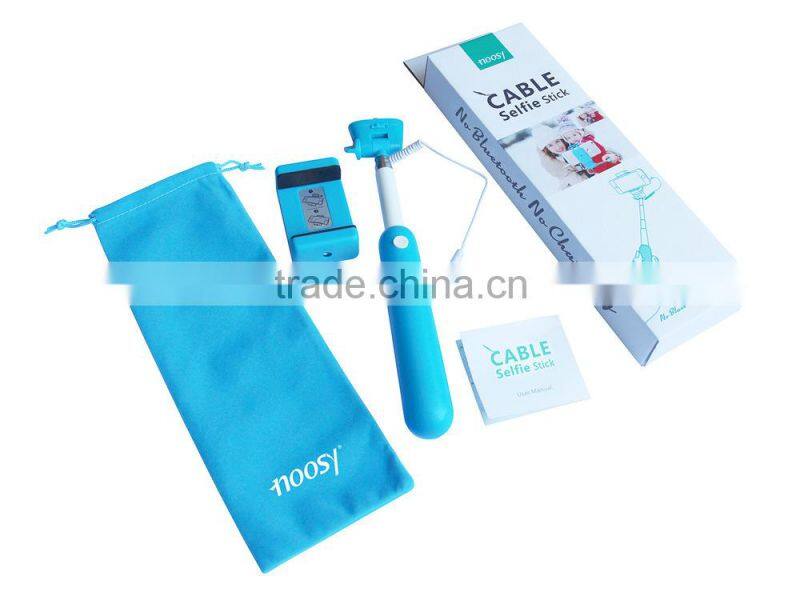 New Lightweight Extendable wired Selfie Stick Monopod with velvet pouch and gift box