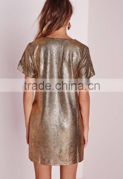 Cheap petite glitter v neck dresses gold with factory prices