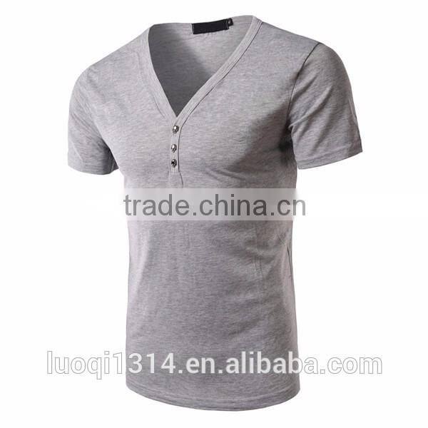 2016 New Fashion Men Slim Fit Cotton V-Neck Short Sleeve Casual T-Shirt Tops