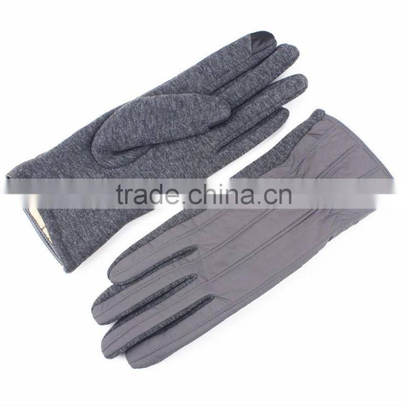 Gray eiderdown touch screen goves with four outside sewing lines