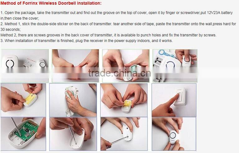 Long Range Waterproof Smart Wireless Doorbell AC/DC Plug-in Digital Wireless Doorbell 52 Chimes Door Bell