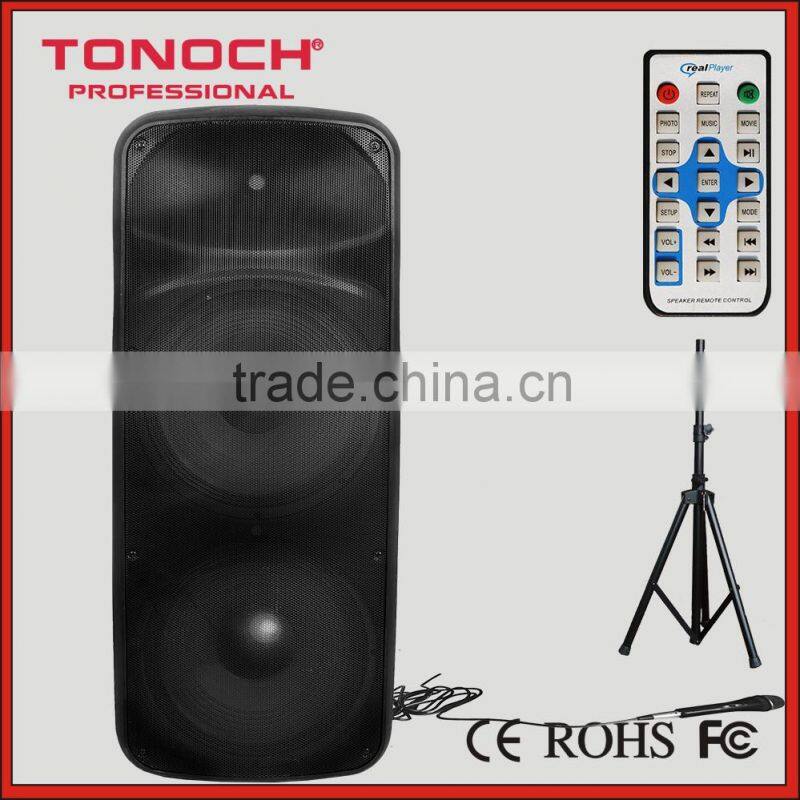 DUAL 15 inch 2 way plastic Professional sound active speaker with light