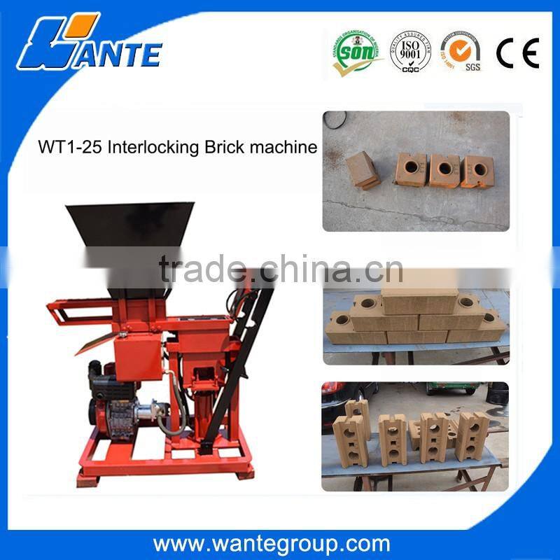 2016 Hot selling factory price WT1-25 clay interlocking bricks block making machine production line