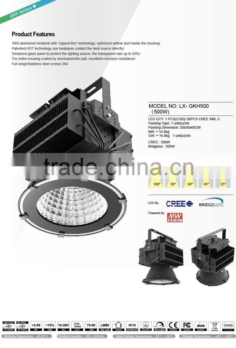 UL Approved #481383, Free Lighting Design, 5 Years Warranty, Meanwell Driver, Promotional Price, 500W LED Flood Light