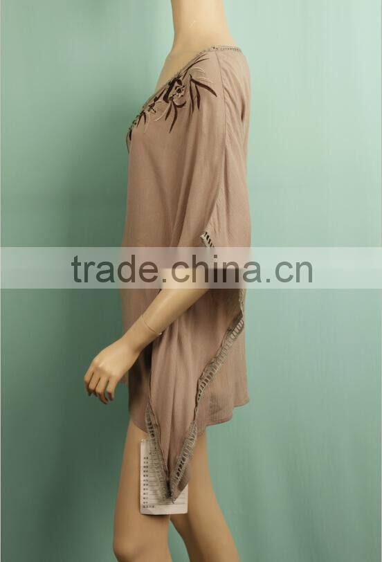 2016 S/S new style bat pattern bat short sleeve loose embroidery blouse