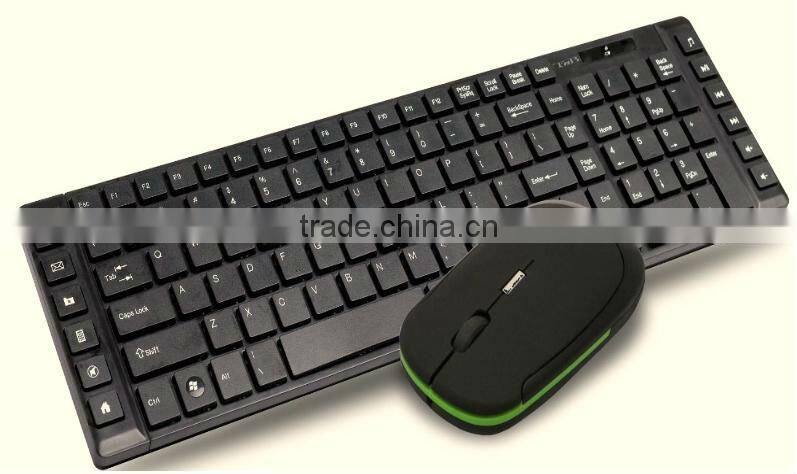 USB port green and black color keyboard and mouse combo