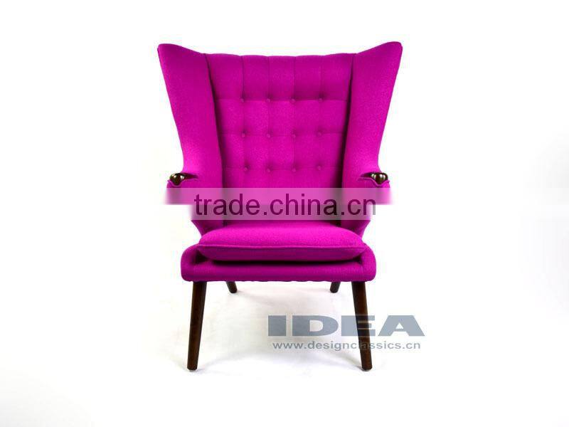 Replica Hans J Wegner Papa Bear Chair - Pink Fabric