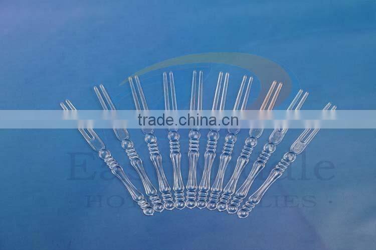 cheap 4 inch Eco-friendly disposable transparent plastic bamboo design fruit forks bulk production