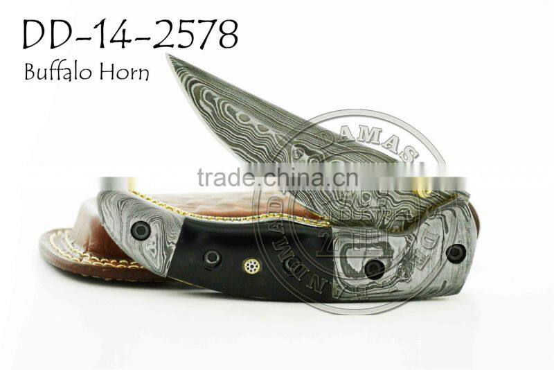 Damascus Steel Folding Knife DD-14-2571