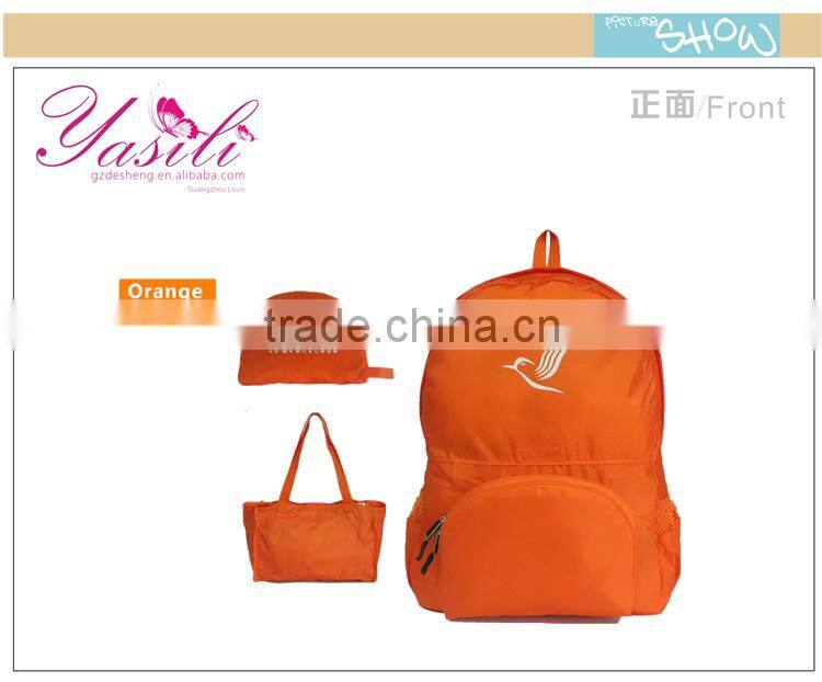 2014 outdoor orange ripstop nylon folding shopping bag