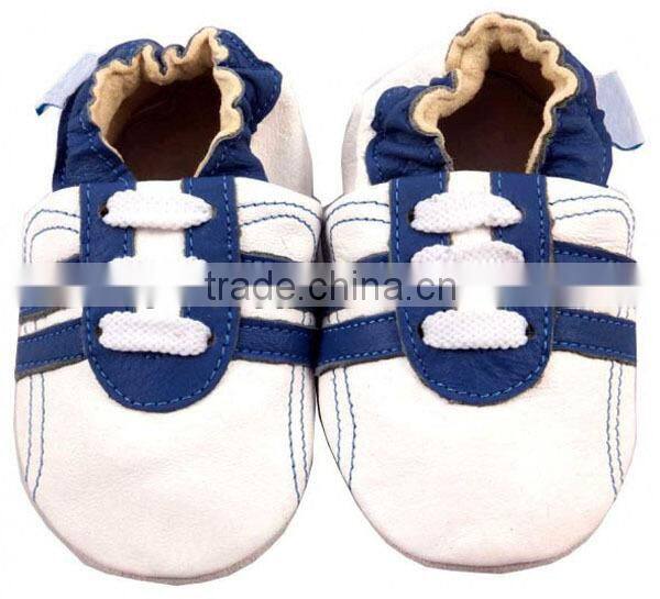 wholesale top selling blue 100% leather baby pre-walker leather shoes