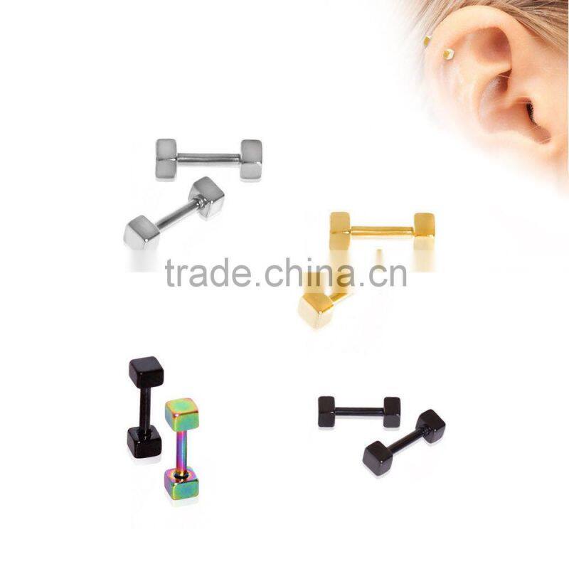 Earring Tragus Ear Helix Cartilage Stainless Steel Barbell Dice