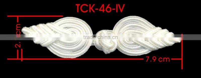 Height 2.1 Centermeter All White Sew On 100% Nylon Chinese Knot Frog Buttons