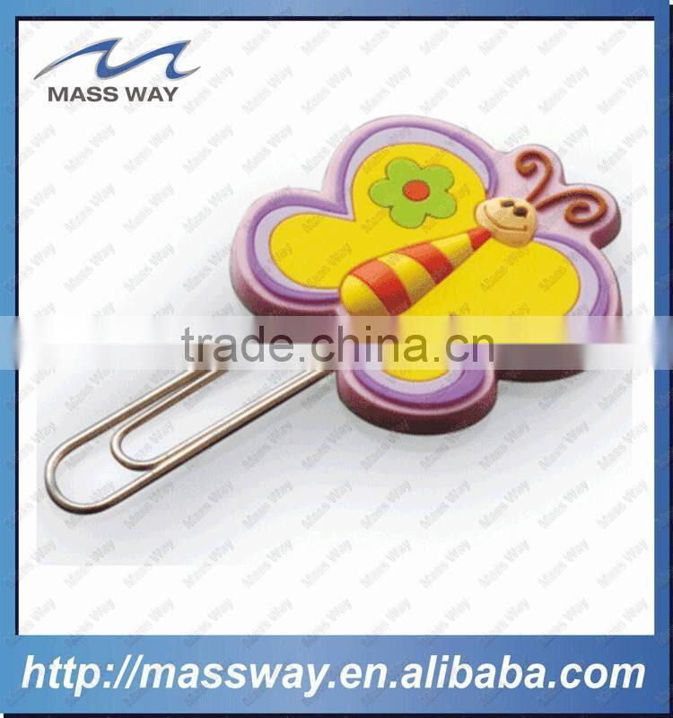 promotional custom 3D butterfly shape soft rubber PVC bookmark