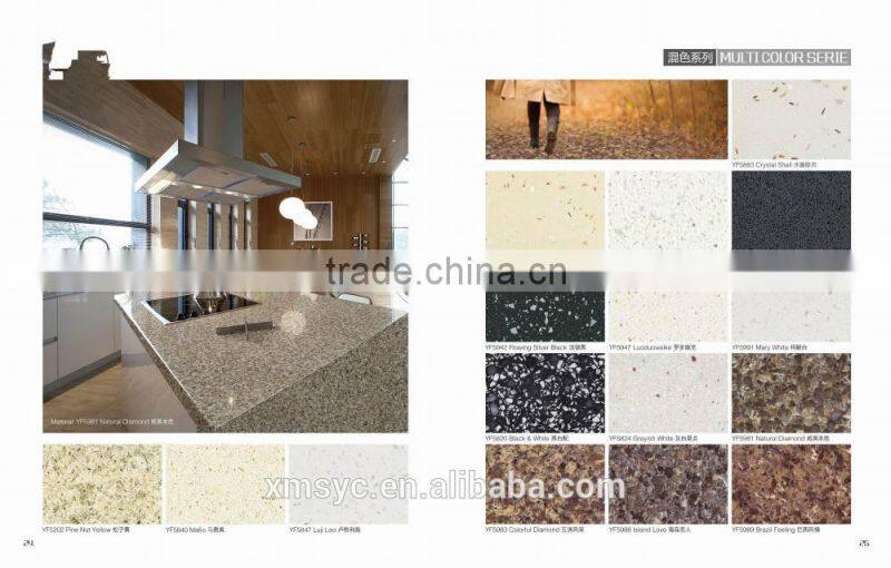 Artificial quartz stones multi color quartz counter top slabs