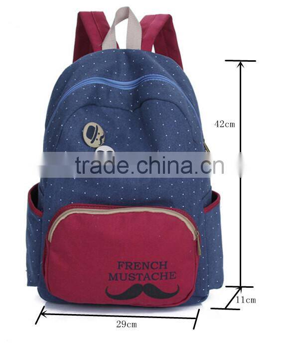 Colleage Student's School Bag Canvas Rucksack Backpack