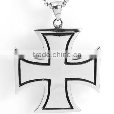 Men's Fashion Gift Crucifix White Tone Stainless Steel Medal Cross Pendant