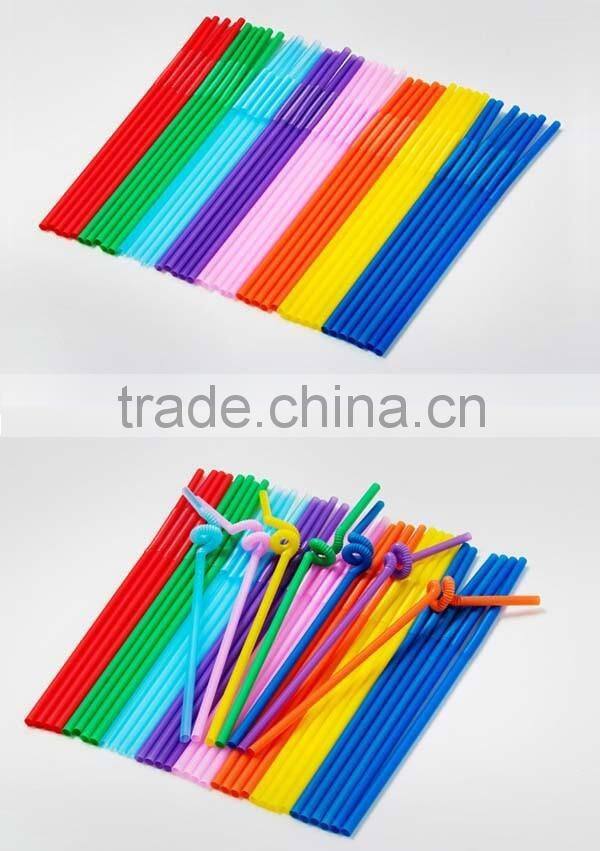 Disposable plastic straw with different colors long flexible drinking straws