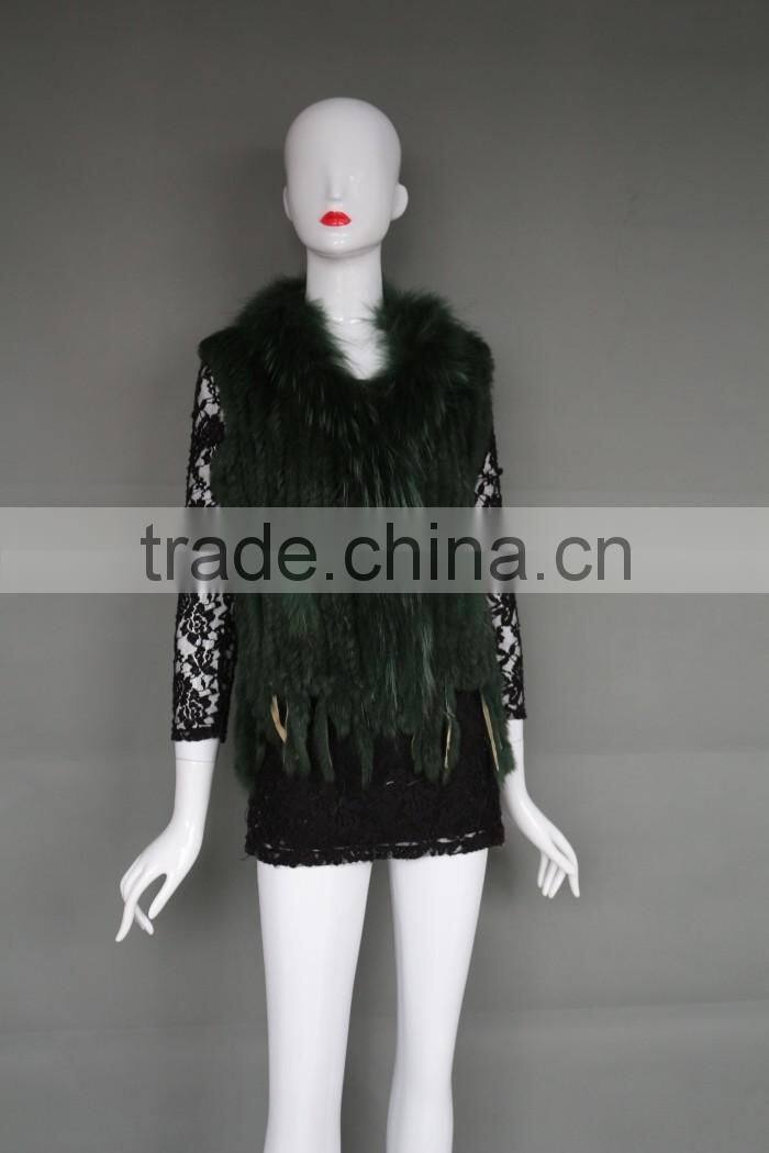 Natural Stylish Fashion Women's Knitted Genuine Rabbit Fur Vest