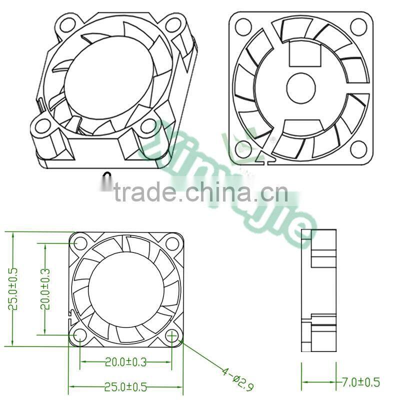 5v 12v 25mm 2507 mini brushless dc fan 25x25x07mm from Shenzhen