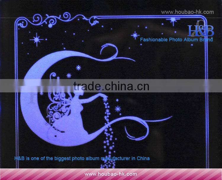 LED light brown color leather wedding album photo