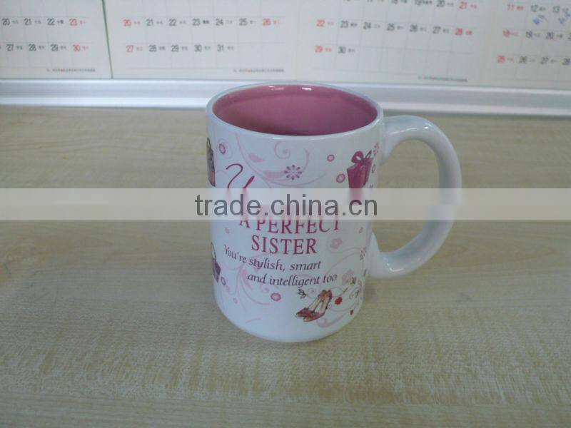Inner Green Glazed Stoneware Promotional Mug for Brithday Gift