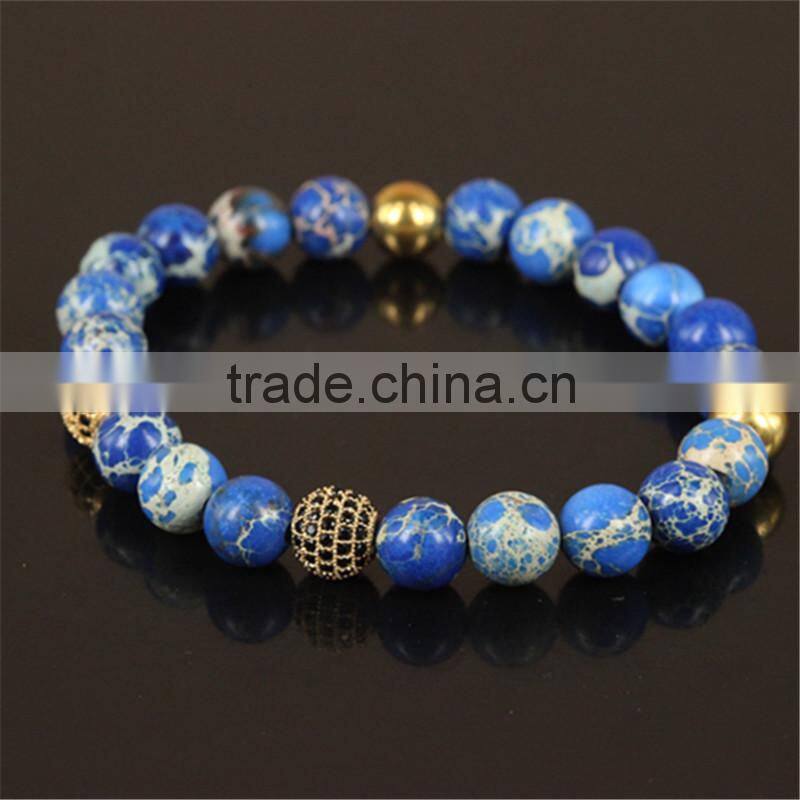 kjl-cst7 wholesale New design charm gold microscope beads men bracelet natural 8mm regalite stone beads women bracelet