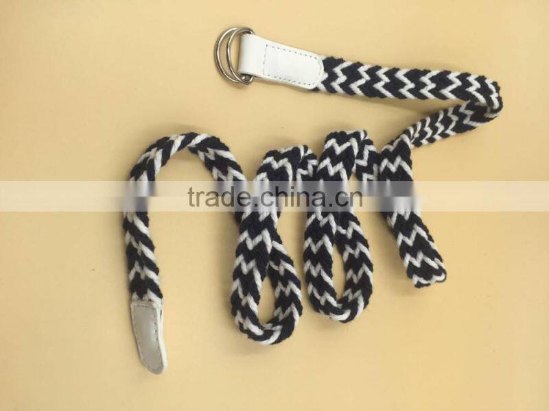Double D Rings rope belt with PU covered